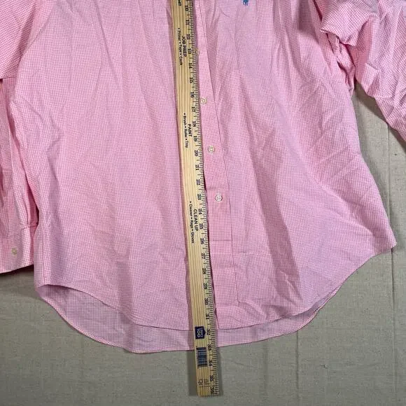 Y2K Polo Ralph Lauren Mens XL Long Sleeve Pink Checkered Button Down - Picture 4 of 7